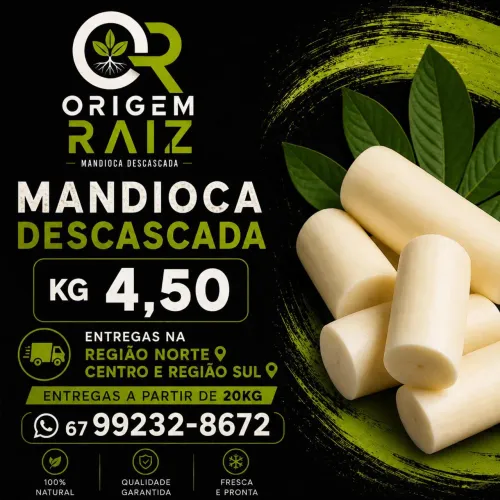 Mandioca descascadas 