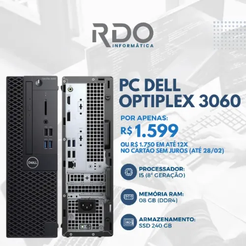 PC Dell Optiplex 3060 i5 8ª Geração 8GB SSD 240GB | Perfeito para trabalho & Home Office!