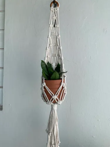 Macramê suporte de plantas