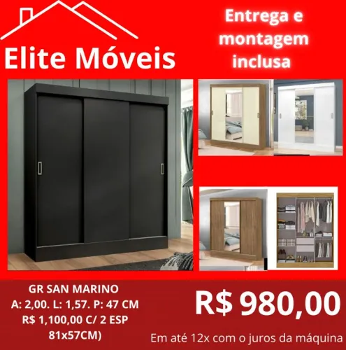 Guarda-Roupa Com a montagem e a entrega.