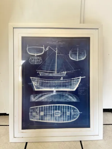 Quadro Blueprint Náutico Vintage - Caboteur Danois (Type Jagt) - Etna