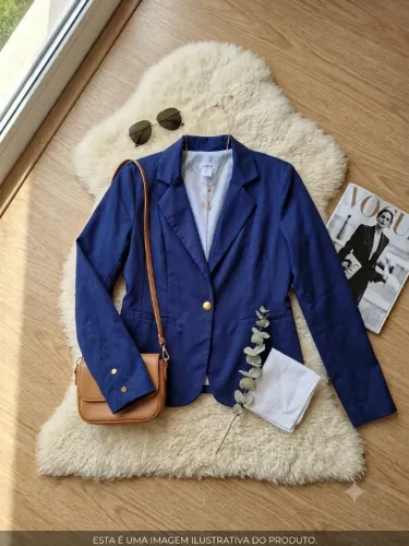 Blazer Feminino Alfaiataria azul royal Adara - Tamanho G