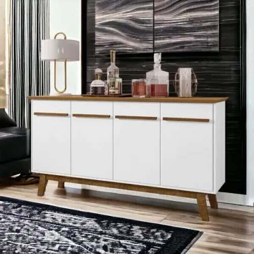 APARADOR BUFFET BRANCO COM 4 PORTAS