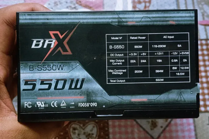 Fonte BRX 550W B-S550W | Funcionando | Segurou RX 570