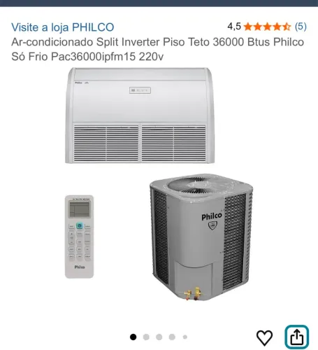 Vendo ar-condicionado inverter Philco 36.000 btus piso teto