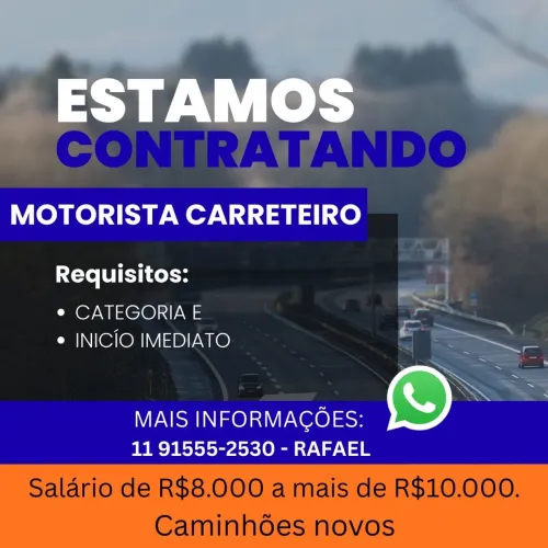 Vagas para motorista carreteiro categoria E
