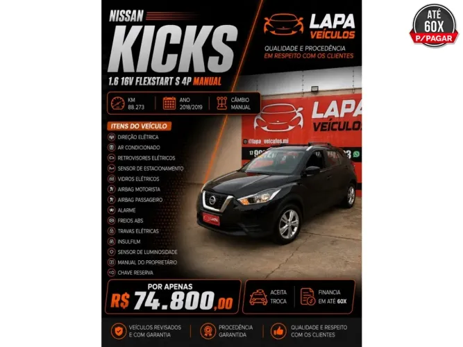 Nissan Kicks S 1.6 16V Flexstar 5P Mec. 2019