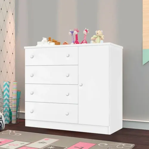Cômoda infantil 4 gavetas e 1 porta