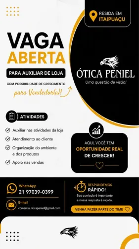 Contrato auxiliar de vendas para ótica