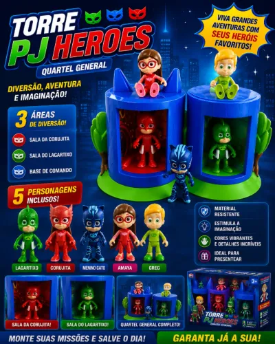 Pj Masks Kit Transformação C/ Bonecos Lagartixo e Corugita, Greg e Amaya + Menino Gato
