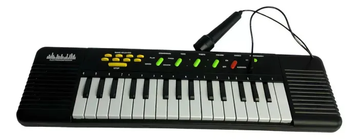 teclado musica infantilcom microfone 32 teclas 50x15x5cm tk-ab2939 preto