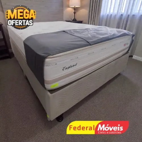 Cama Box Casal 1,38m Base + Colchão c/ Molas e Pillow NOS CHAME NO WHATSAPP