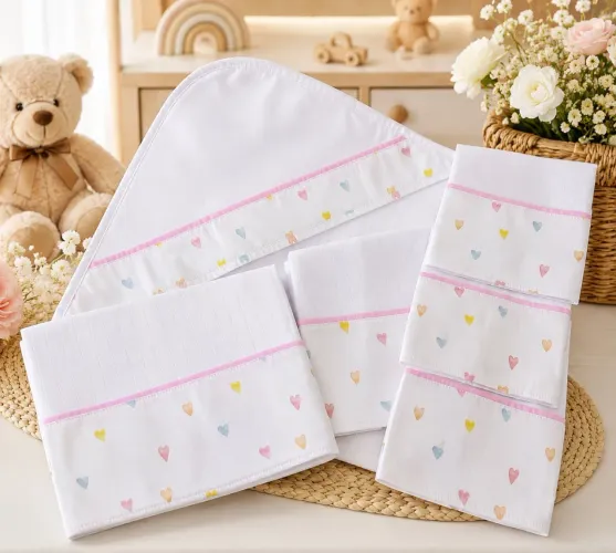 Kit de fraldas estampa coração