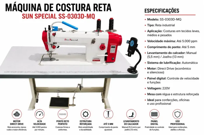 Máquina  de costura reta trasporte duplo seminova