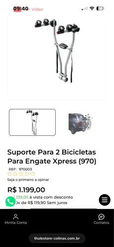 Suporte Thule para 2 bicicletas - usado 