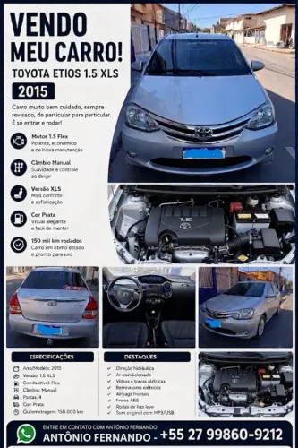 Toyota Etios XLS Sedan 1.5 Flex 16V 4P Mec. 2015