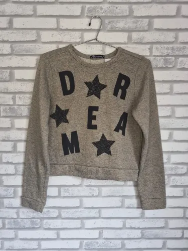 Moletom Blusa Cinza Brilhante Infantil Tamanho 12-14
