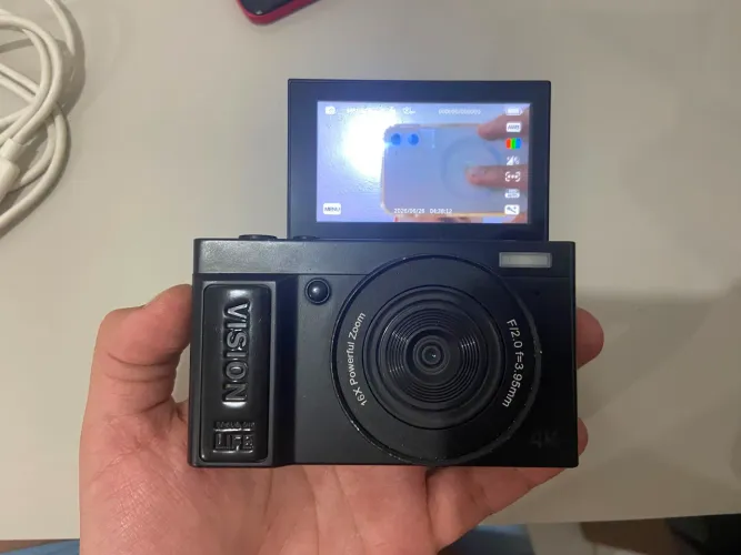 Câmera 4K Tela Flip 48MP Vision Life Zoom 16x + Brindes