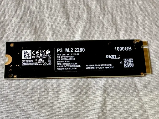 SSD NVMe M.2 1TB Crucial P3 Gen3x4 1000GB Alta Velocidade
