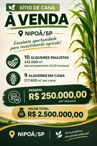 SITIO EM NIPOA EM CANA VENDA
