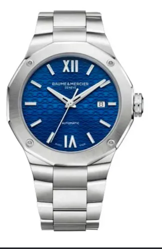 Relógio Baume & Mercier Classima MOA10477 Azul Prateado Aço Inoxidável