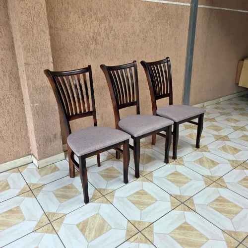 3 cadeiras estilo pavão em madeira maciça para sala de jantar