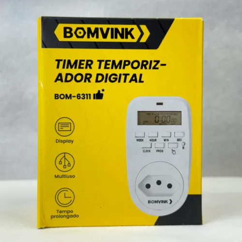 Timer Temporizador Digital De Tomada Bivolt Bomvink BOM-6311 10A Programável