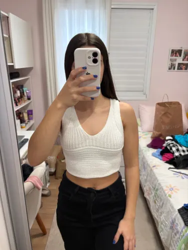 Cropped de crochet branco