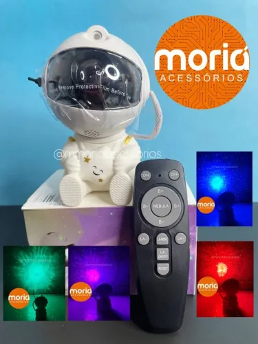 Projetor Luminária LED Astronauta com Controle Remoto e Efeitos Nebulosa
