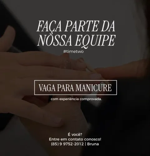 Vaga manicure salão de beleza meireles