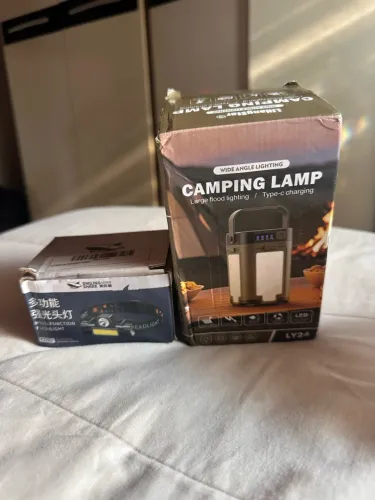 Kit lâmpada de camping + lanterna de cabeça