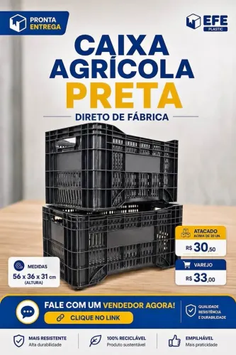 CAIXA PLASTICA AGRÍCOLA 47 litros Preta