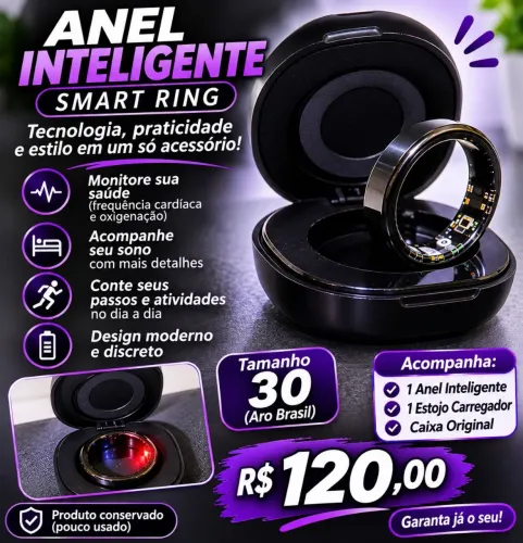 ANEL INTELIGENTE SMART RING - PRETO