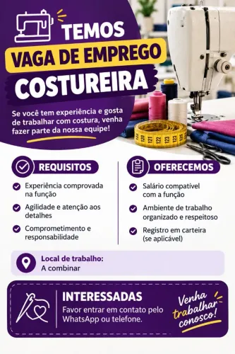 Vaga para costureira (o)