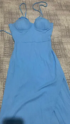 Vestido azul linho