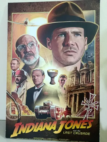 Quadro indiana jones e a última cruzada. 45x30 cm , 0,4 de espessura. Madeira resistente