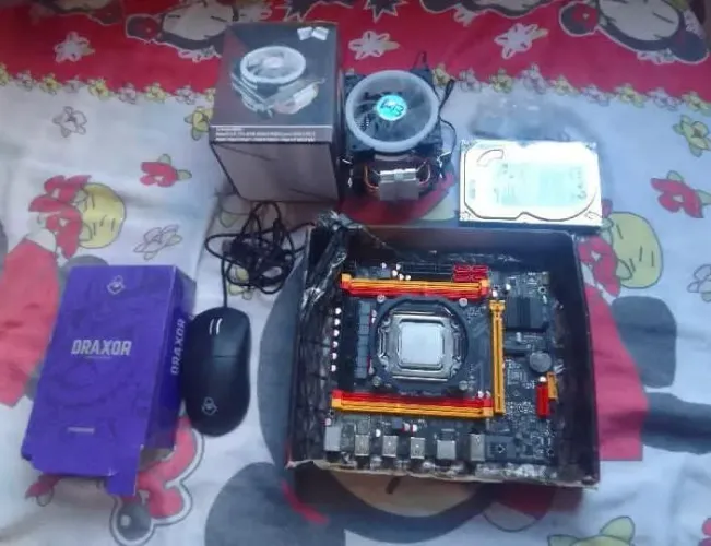Placa mãe X79-M22 + cooler RGB + mouse gamer da mancer + HD de 320gb