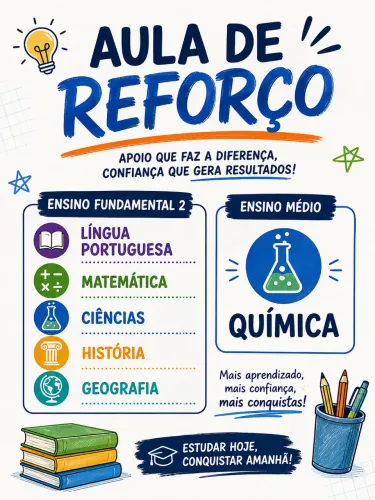 Aulas de reforço - ensino fundamental e médio