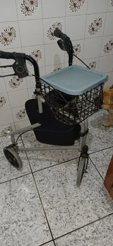 Andador 3 Rodas Em Alumínio Com Cesto E Porta Objeto Praxis
