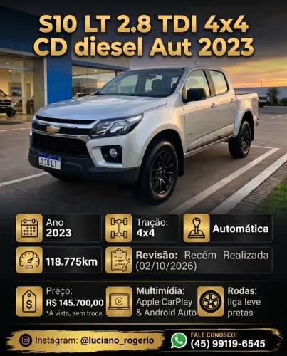 Chevrolet S10 Pick-up LT 2.8 TDI 4X4 CD Diesel AUT 2023
