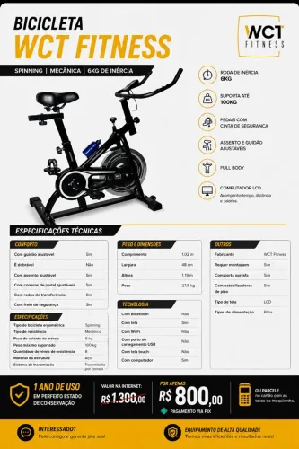 Bike spinning bicleta ergométrica nova