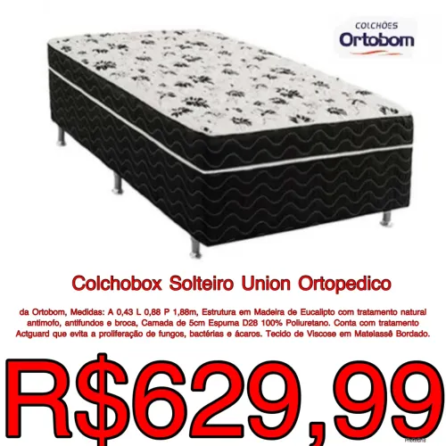 Cama box solteiro Ortobom Union d28 cama de qualidade / frete gratis/ pague na entrega