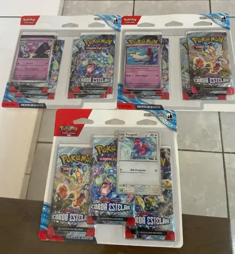 POKEMON KIT COROA ESTELAR BLISTER TRIPLO PORYGON2 BLISTER QUADRUPLO LATIAS E TINKATON