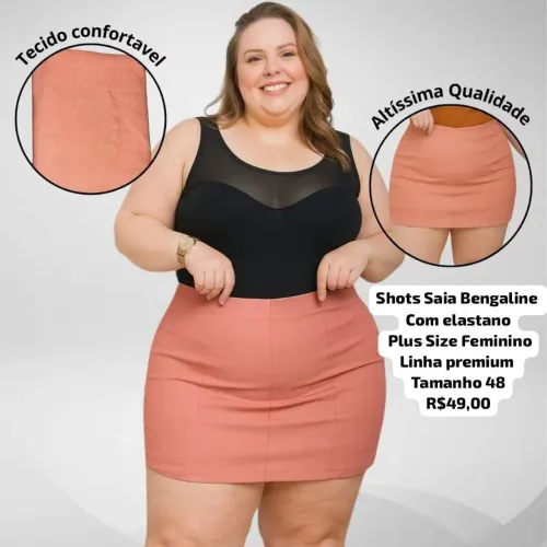Short Saia Bengaline  Plus Size Feminino