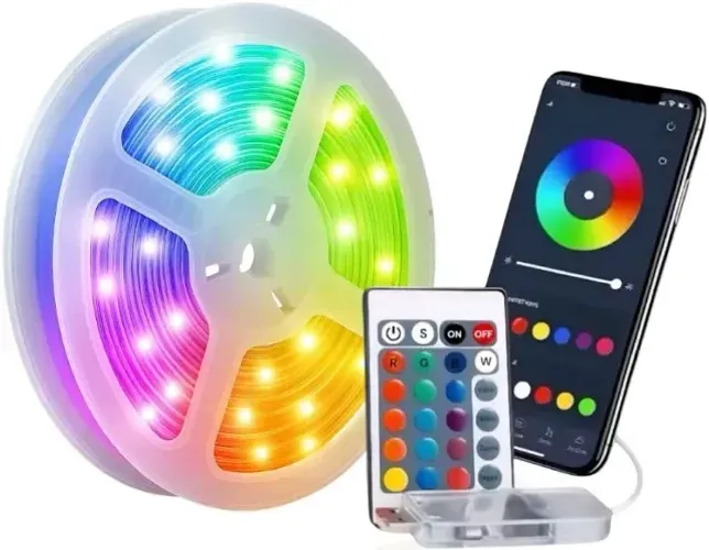 Cordão RGB Led 20 Mt - Bluetooth E Aplicativo Controle Remoto, impermeavel - Entrega