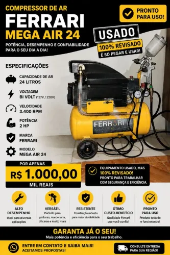 Vendo ou troco compressor de ar revisado com pistola de mangueira 