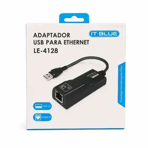Adaptador USB 2.0 para Rede Ethernet RJ45 10/100Mbps Notebook PC Plug and Play pode retira