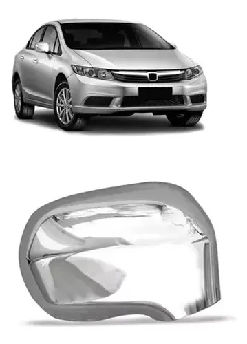 Aplique Honda Civic 2006 à 2011 - Retrovisor S/ Pisca Cromado - LD LE