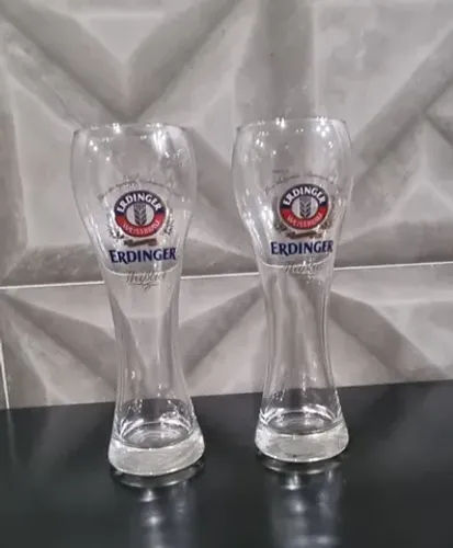 2 Copos Para Cerveja Weissbier Erdinger Longo Em Vidro 500ml