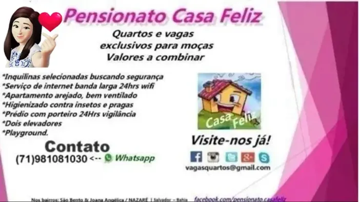 Aluga-se quartos e vagas, apenas para moças, perto do shoping piedade em Nazaré